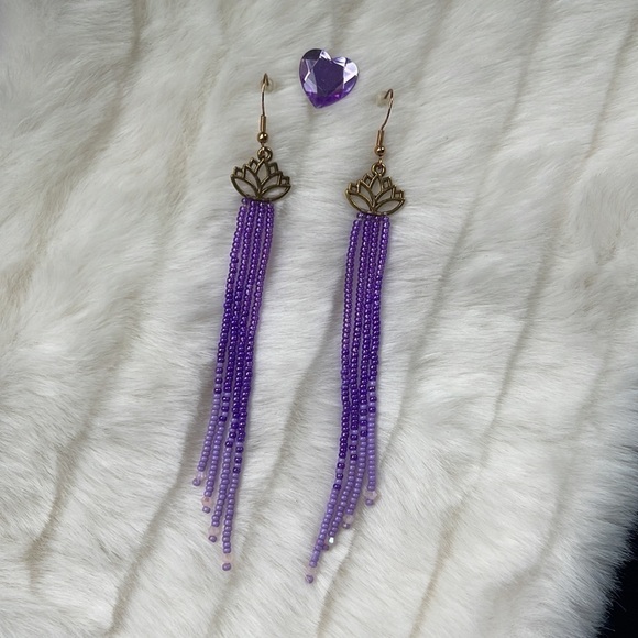NWT Handmade Purple Dangling Earrings - Picture 2 of 5